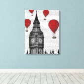 Big Ben und Red Hot Air Balloons Leinwanddruck (Insitu (Holzboden))