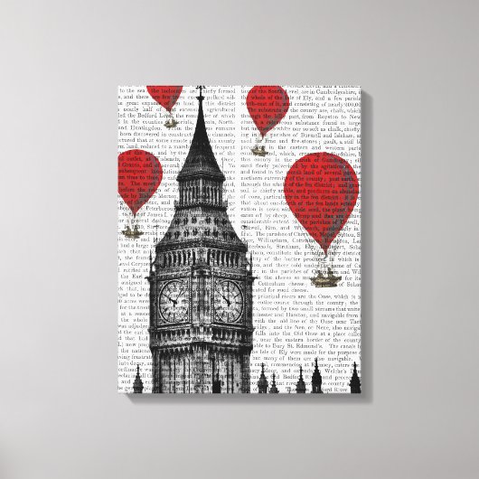 Big Ben und Red Hot Air Balloons Leinwanddruck (Vorderseite)