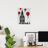 Big Ben und Red Hot Air Balloons Poster (Heimbüro)