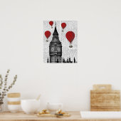Big Ben und Red Hot Air Balloons Poster (Küche)