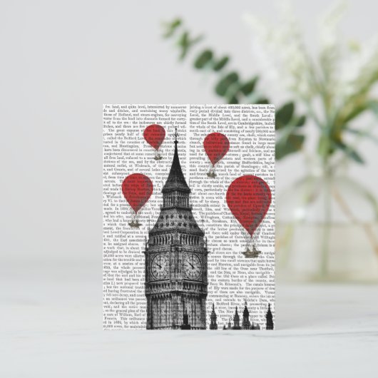 Big Ben und Red Hot Air Balloons Postkarte (Stehend Vorderseite)