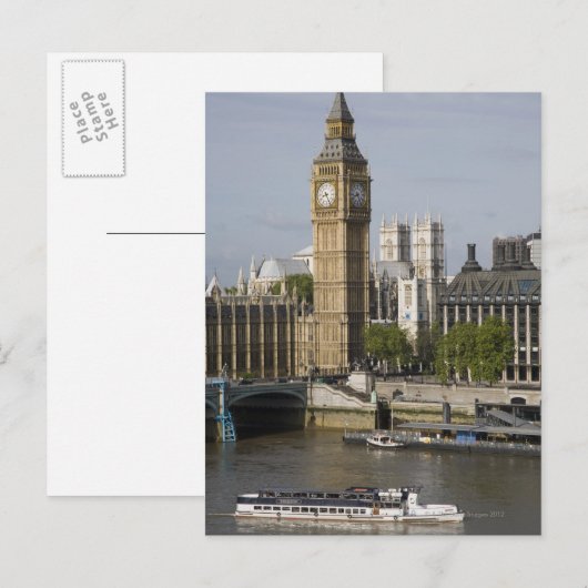 Big Ben und Themse River Postkarte (Vorne/Hinten)
