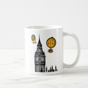 Big Ben und Vintage Heißluft-Ballone Kaffeetasse