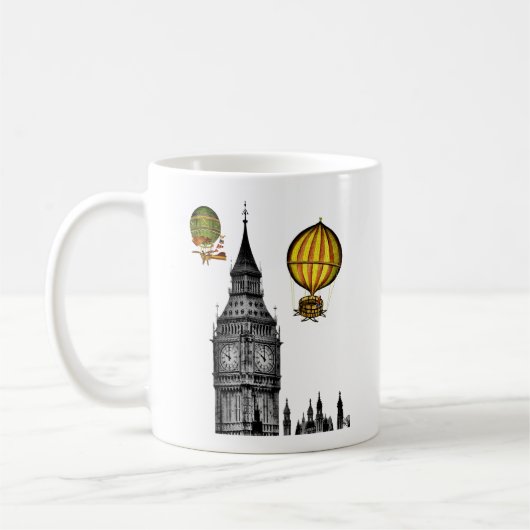 Big Ben und Vintage Heißluftballons Kaffeetasse (Links)