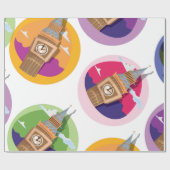 Big Ben Westminster Uhr Tower Pattern Geschenkpapier (Flach)