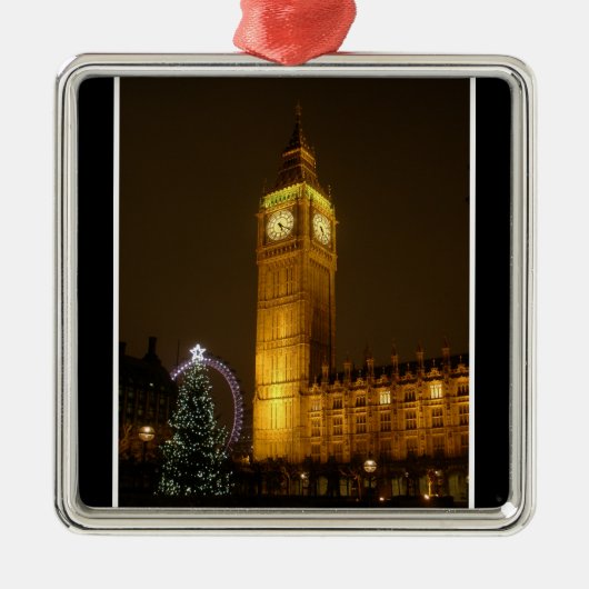 Big Ben Zecken Goodnight Silbernes Ornament (Vorne)