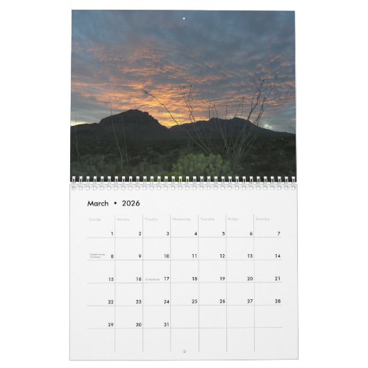 Big Bend Kalender (Mär 2026)