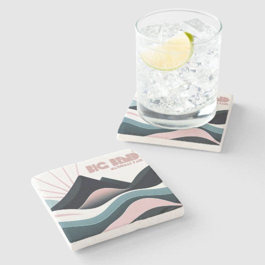 Big Bend National Park farbenfrohe Hügel Steinuntersetzer (Seitenansicht)