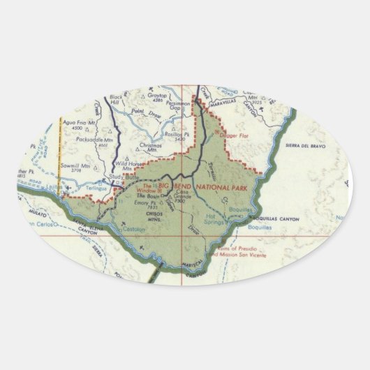 Big Bend National Park Map Sticker (Vorderseite)