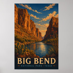 Big Bend National Park Texas Moderne Holzschnittku Poster