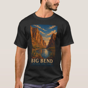 Big Bend National Park Texas Moderne Holzschnittku T-Shirt