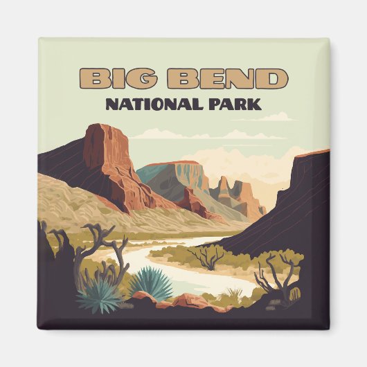 Big Bend National Park Texas Retro Reisen Magnet (Vorne)