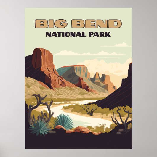 Big Bend National Park Texas Retro Reisen Poster (Vorne)
