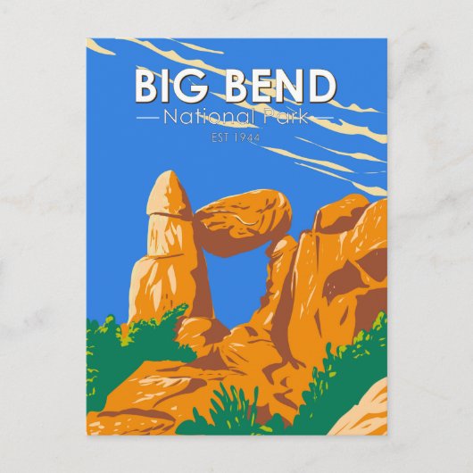 Big Bend Nationalpark Balanced Rock Vintag Postkarte (Vorderseite)