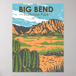 Big Bend Nationalpark Chihuahuan Wüste Vintag Poster