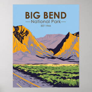 Big Bend Nationalpark Chisos Berge Vintage Poster