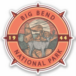 Big Bend Nationalpark Elk Retro Kompass Emblem Aufkleber