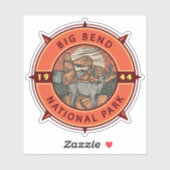 Big Bend Nationalpark Elk Retro Kompass Emblem Aufkleber (Blatt)