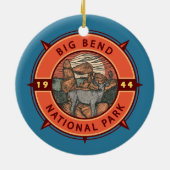 Big Bend Nationalpark Elk Retro Kompass Emblem Keramik Ornament (Hinten)