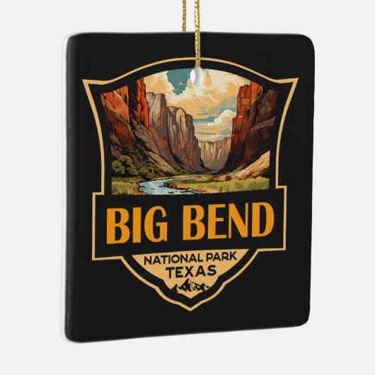 Big Bend Nationalpark Illustration Retro Abzeichen Keramikornament (Rechts)