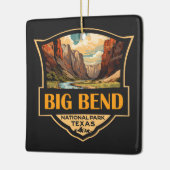 Big Bend Nationalpark Illustration Retro Abzeichen Keramikornament (Links)