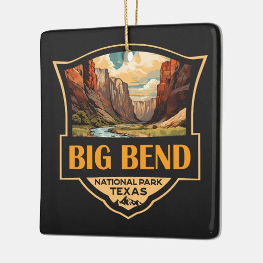 Big Bend Nationalpark Illustration Retro Abzeichen Keramikornament (Links)