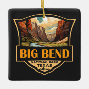 Big Bend Nationalpark Illustration Retro Abzeichen Keramikornament