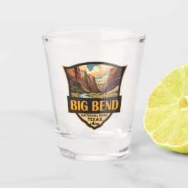 Big Bend Nationalpark Illustration Retro Abzeichen Schnapsglas