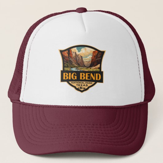 Big Bend Nationalpark Illustration Retro Abzeichen Truckerkappe (Vorderseite)
