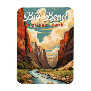 Big Bend Nationalpark Illustration Retro Magnet