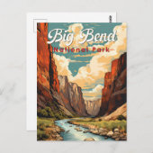 Big Bend Nationalpark Illustration Retro Postkarte (Vorne/Hinten)