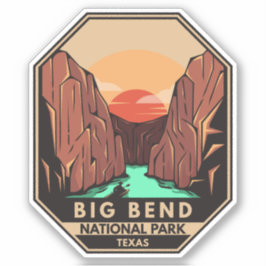 Big Bend Nationalpark Kayak Retro Emblem Aufkleber