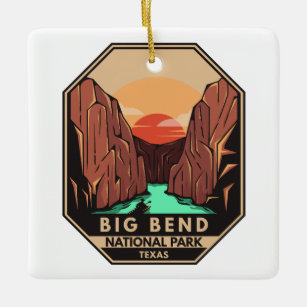 Big Bend Nationalpark Kayak Retro Emblem Keramikornament