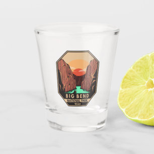 Big Bend Nationalpark Kayak Retro Emblem Schnapsglas