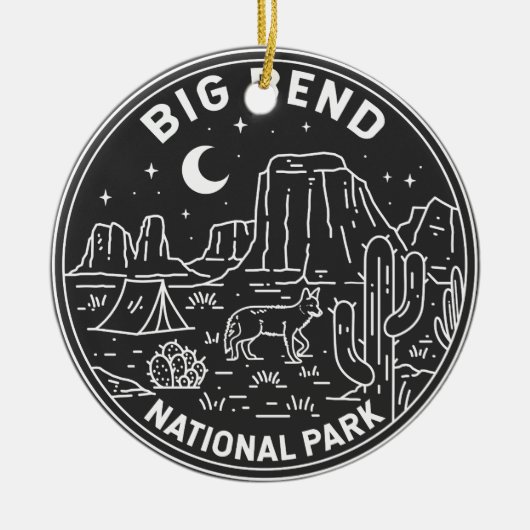 Big Bend Nationalpark Monoline Keramik Ornament (Vorne)