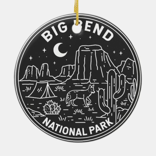 Big Bend Nationalpark Monoline Keramik Ornament (Hinten)