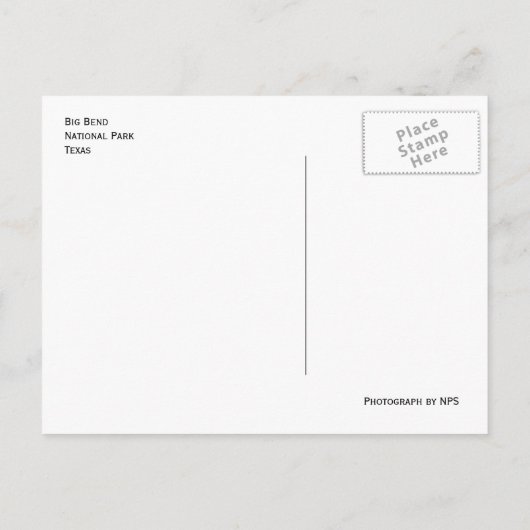 Big Bend Nationalpark Postkarte (Rückseite)