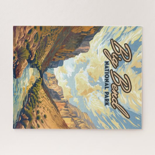 Big Bend Nationalpark Texas Desert Retro Puzzle (Horizontal)