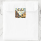 Big Bend Nationalpark Texas Desert Retro Quadratischer Aufkleber (Tasche)