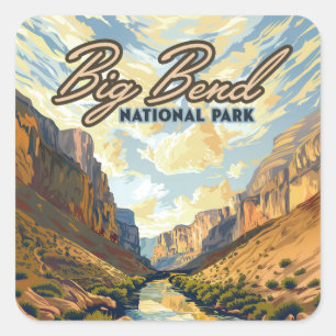Big Bend Nationalpark Texas Desert Retro Quadratischer Aufkleber