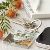 Big Bend Nationalpark Texas Desert Retro Schlüsselanhänger (Vorderseite rechts)