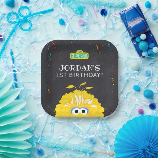 Big Bird Chalkboard Confetti Birthday Pappteller (Party)
