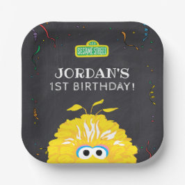 Big Bird Chalkboard Confetti Birthday Pappteller