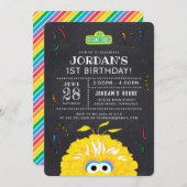 Big Bird Chalkboard Confetti Geburtstag Einladung (Vorne/Hinten)