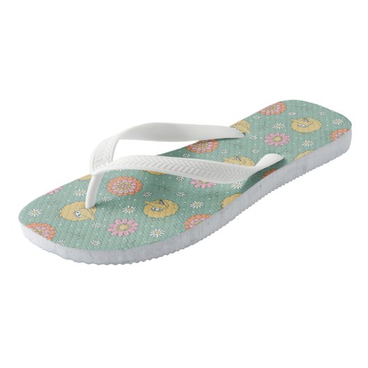 Big Bird | Good Vibes Floral Pattern Badesandalen (Schrägansicht)