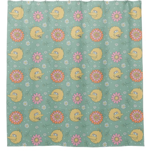 Big Bird | Good Vibes Floral Pattern Duschvorhang (Vorderseite)