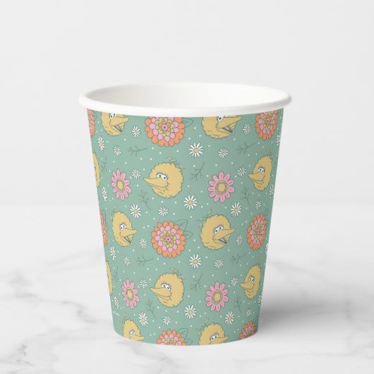 Big Bird | Good Vibes Floral Pattern Pappbecher (Vorderseite)