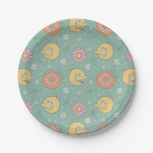 Big Bird | Good Vibes Floral Pattern Pappteller (Vorderseite)