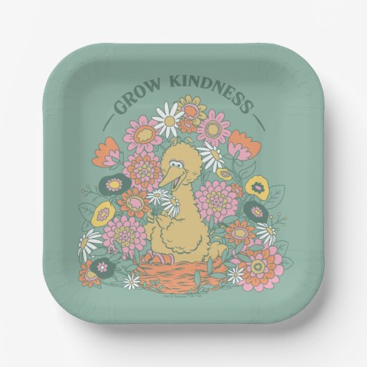 Big Bird | Grow Kindness floral Graphic Pappteller (Vorderseite)