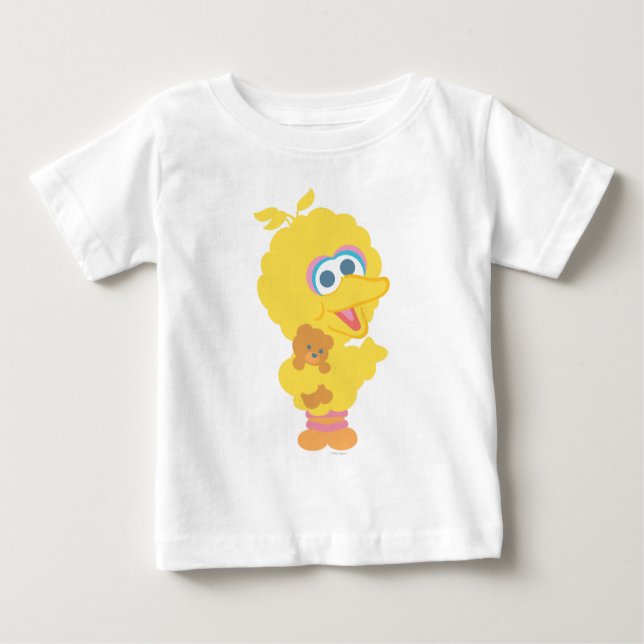Big Bird Holding Teddy Bear Baby T-shirt (Vorderseite)